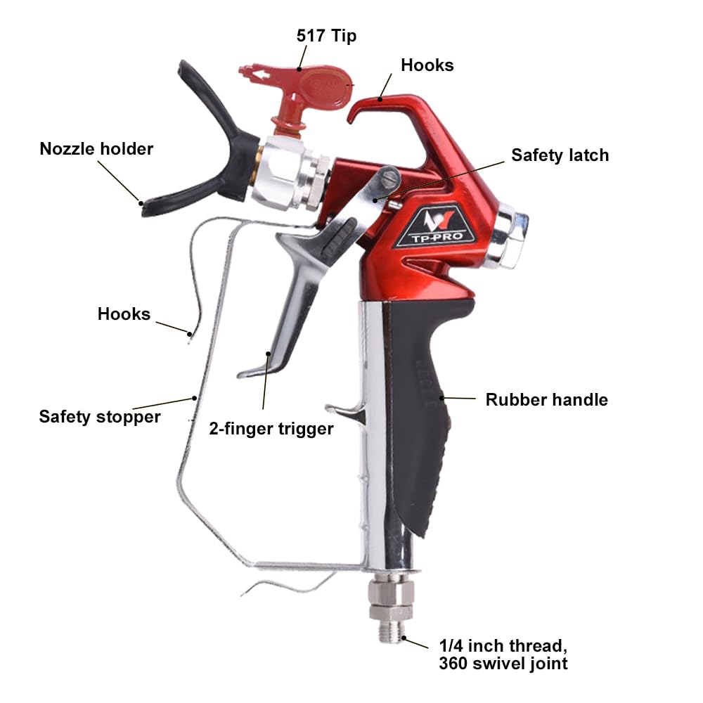 tpaitlss airless spray gun two finger trigger reduces fatigue during use