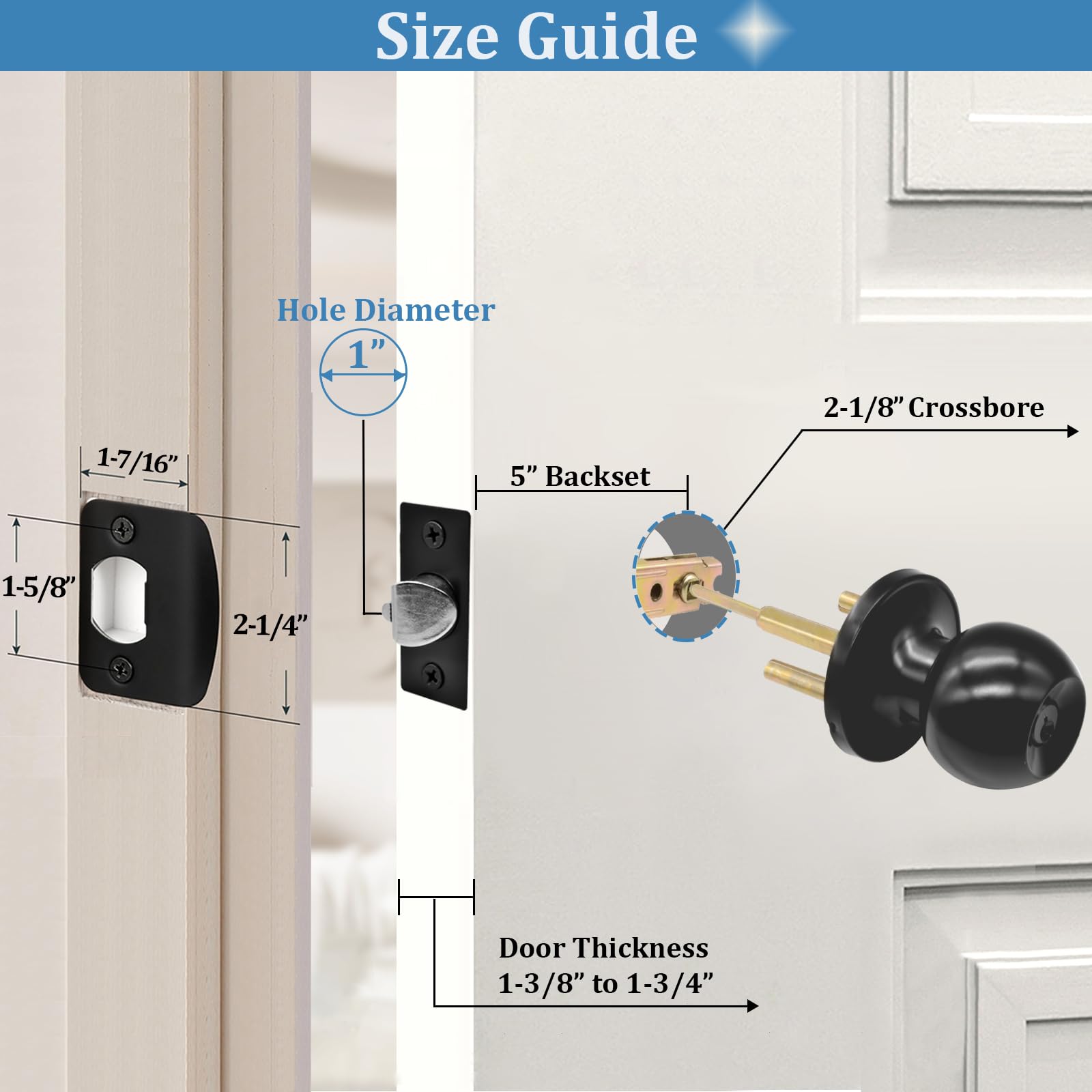 TPard interior knob with thumbturn in matte black for easy privacy control.