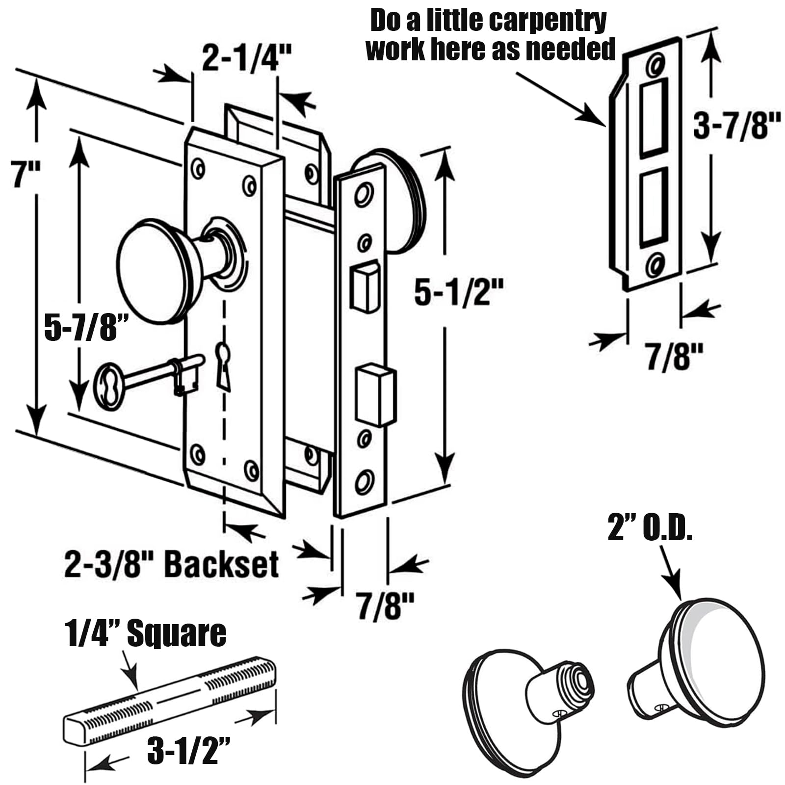 TPard antique mortise lock inside view highlighting DIY install potential