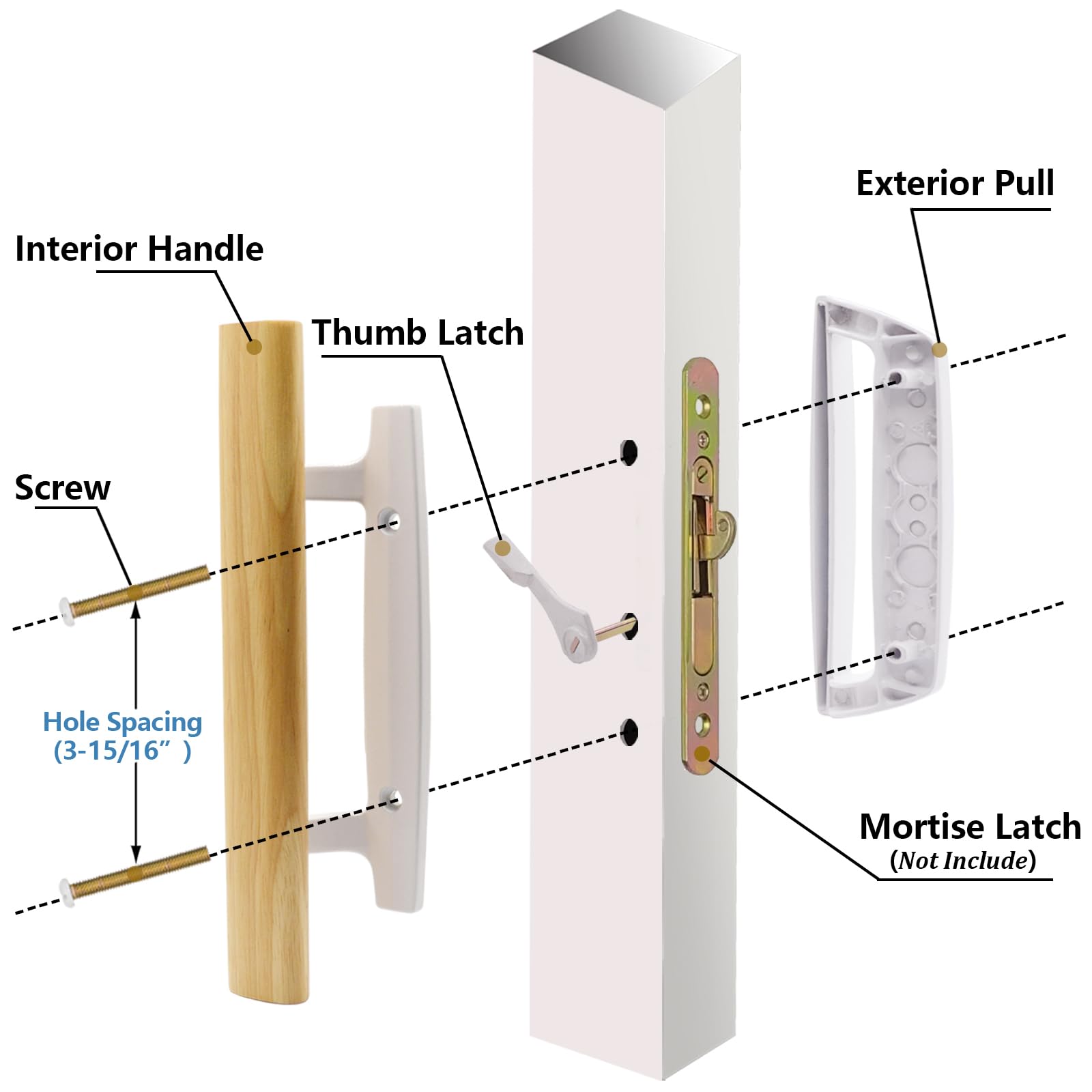 TPard thumb latch included for secure, easy door closure.