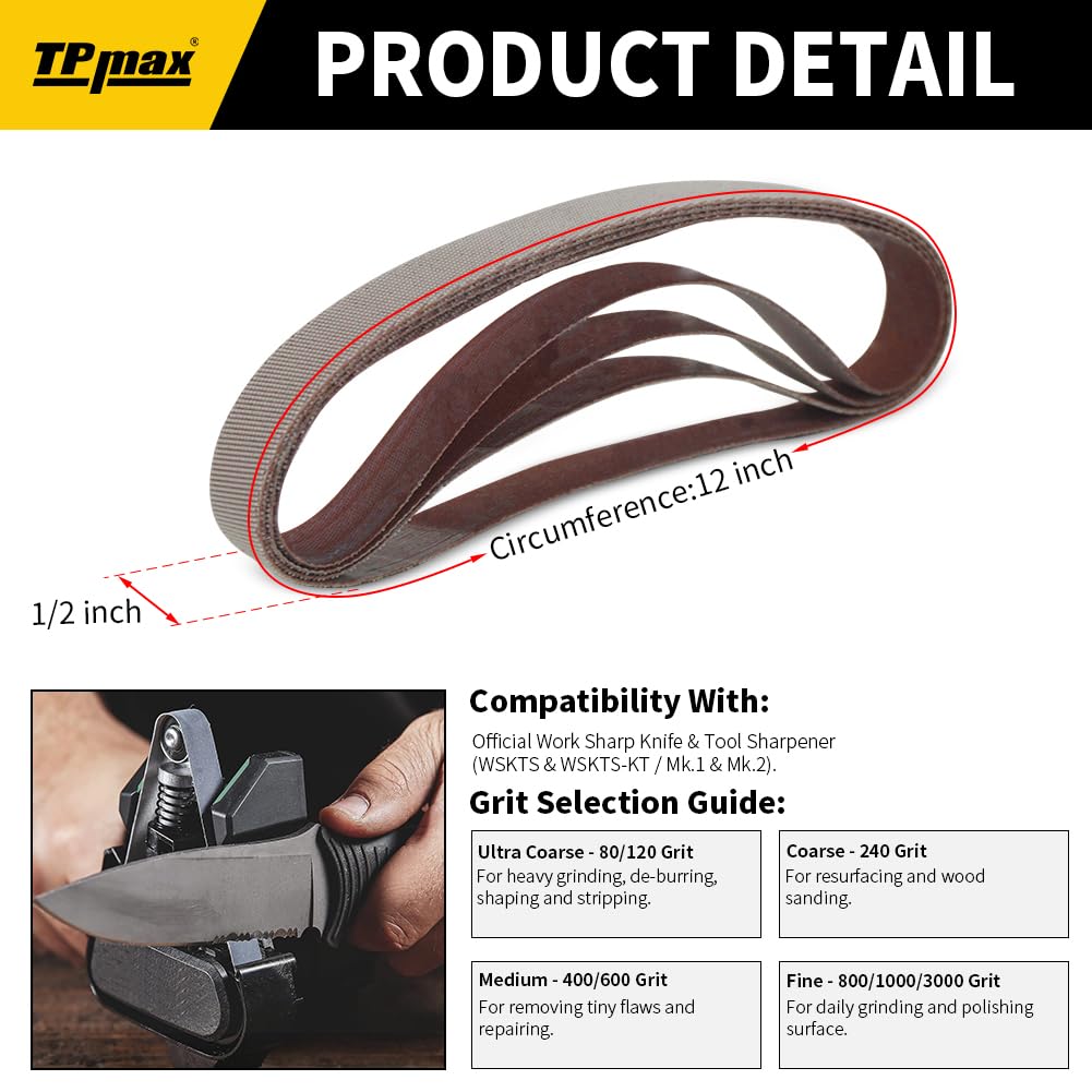 TPmax 120 grit alumina belt for precise edge refinishing