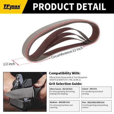 TPmax 120 grit alumina belt for precise edge refinishing