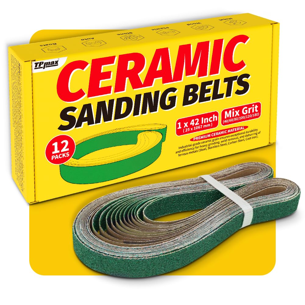 TPmax 12-pack sanding belts front view for versatile grinding and sharpening tasks.