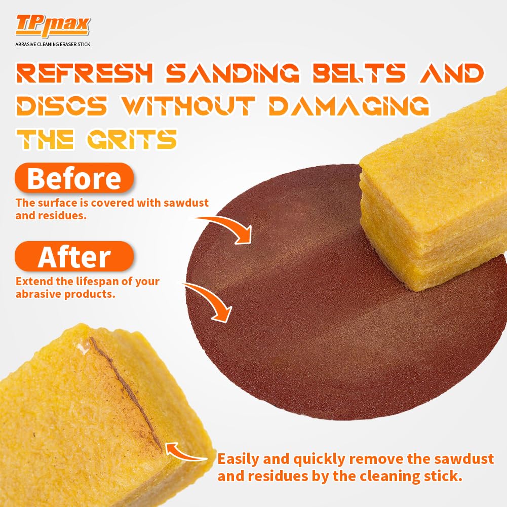 Closeup of TPmax eraser stick used on a drum sander.
