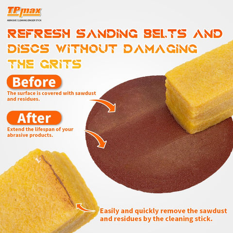 Closeup of TPmax eraser stick used on a drum sander.