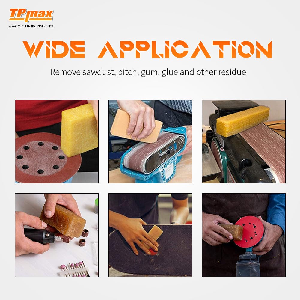 TPmax eraser stick held against moving belt for debris removal.