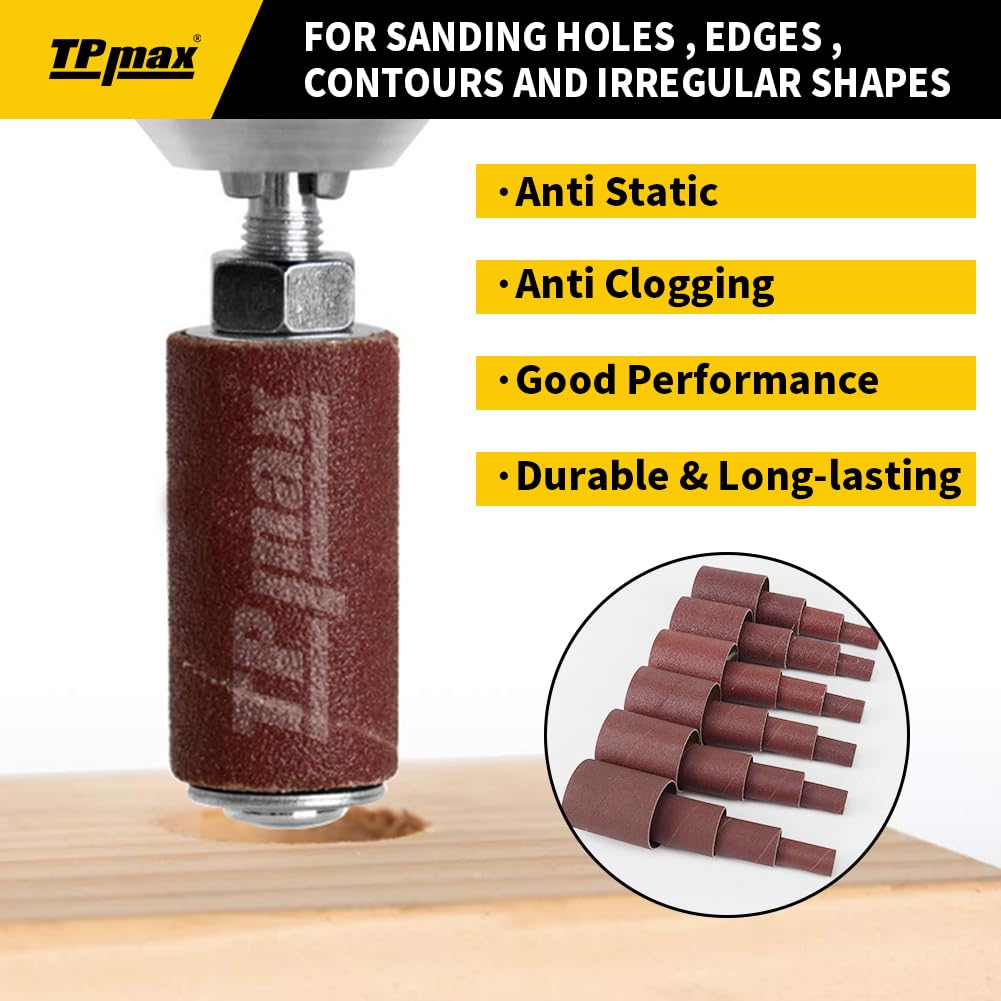 TPmax three-quarter-inch diameter sanding sleeve in use on a curved edge