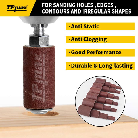 TPmax three-quarter-inch diameter sanding sleeve in use on a curved edge