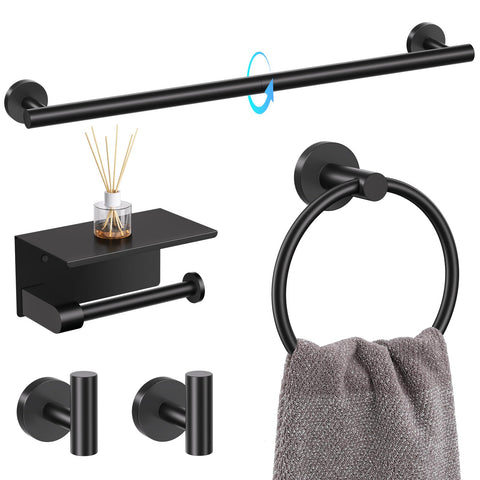 TQKAG bathroom towel bar 23.6 inches in matte black for sturdy towel storage
