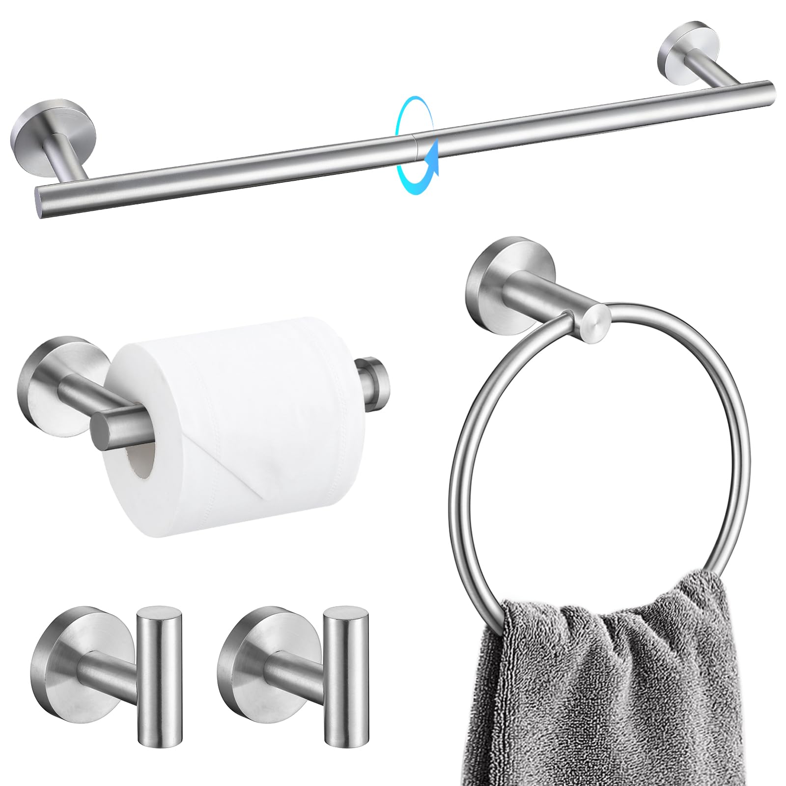 TQKAG towel bar 23.6-inch in brushed nickel offers ample towel storage.
