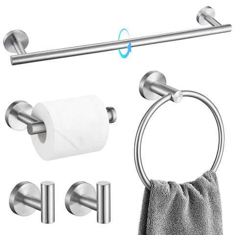 TQKAG towel bar 23.6-inch in brushed nickel offers ample towel storage.