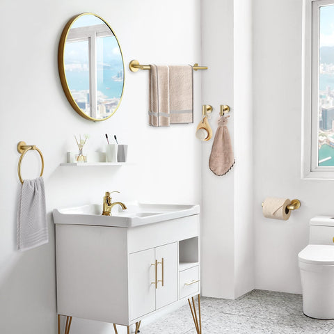 TQKAG brushed gold finish resists corrosion in humid spaces