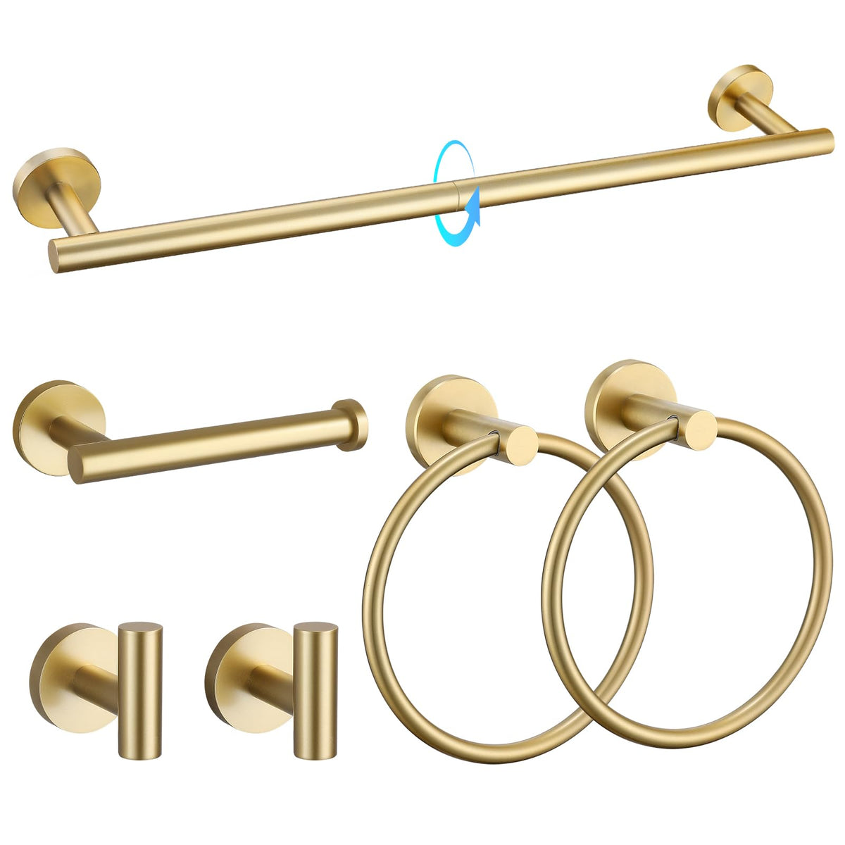 TQKAG brushed gold towel bar 23.6 inches adds organized towels with a warm modern look.