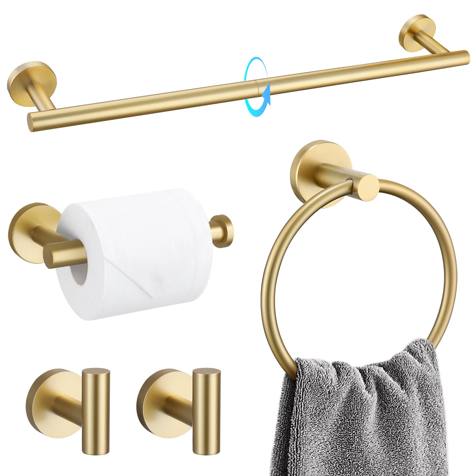 TQKAG brushed gold towel bar 23.6 inches keeps towels organized and dry