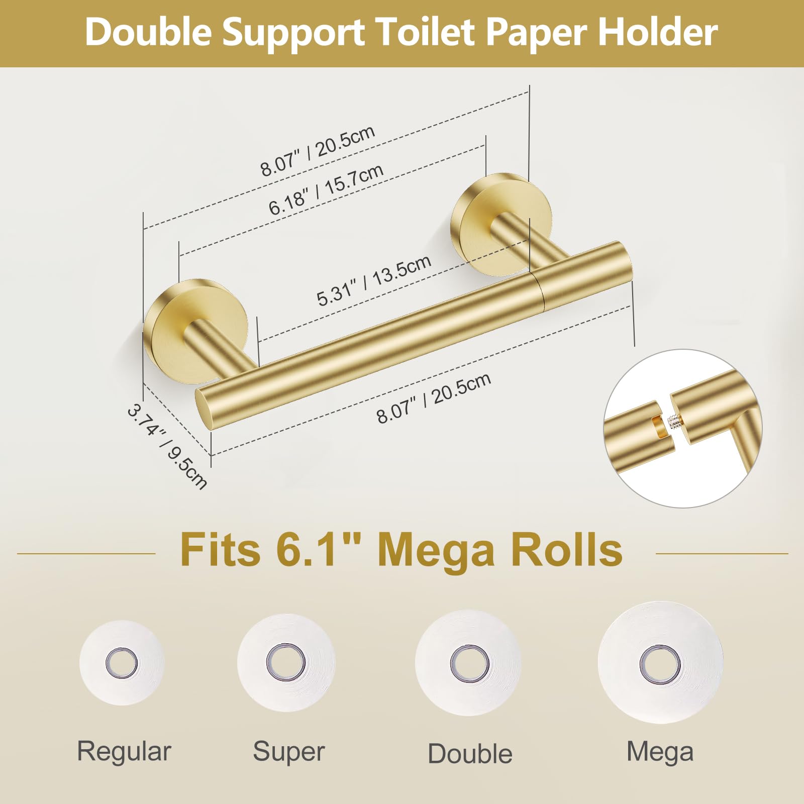 TQKAG Brushed Gold towel ring keeps towels neatly within reach.
