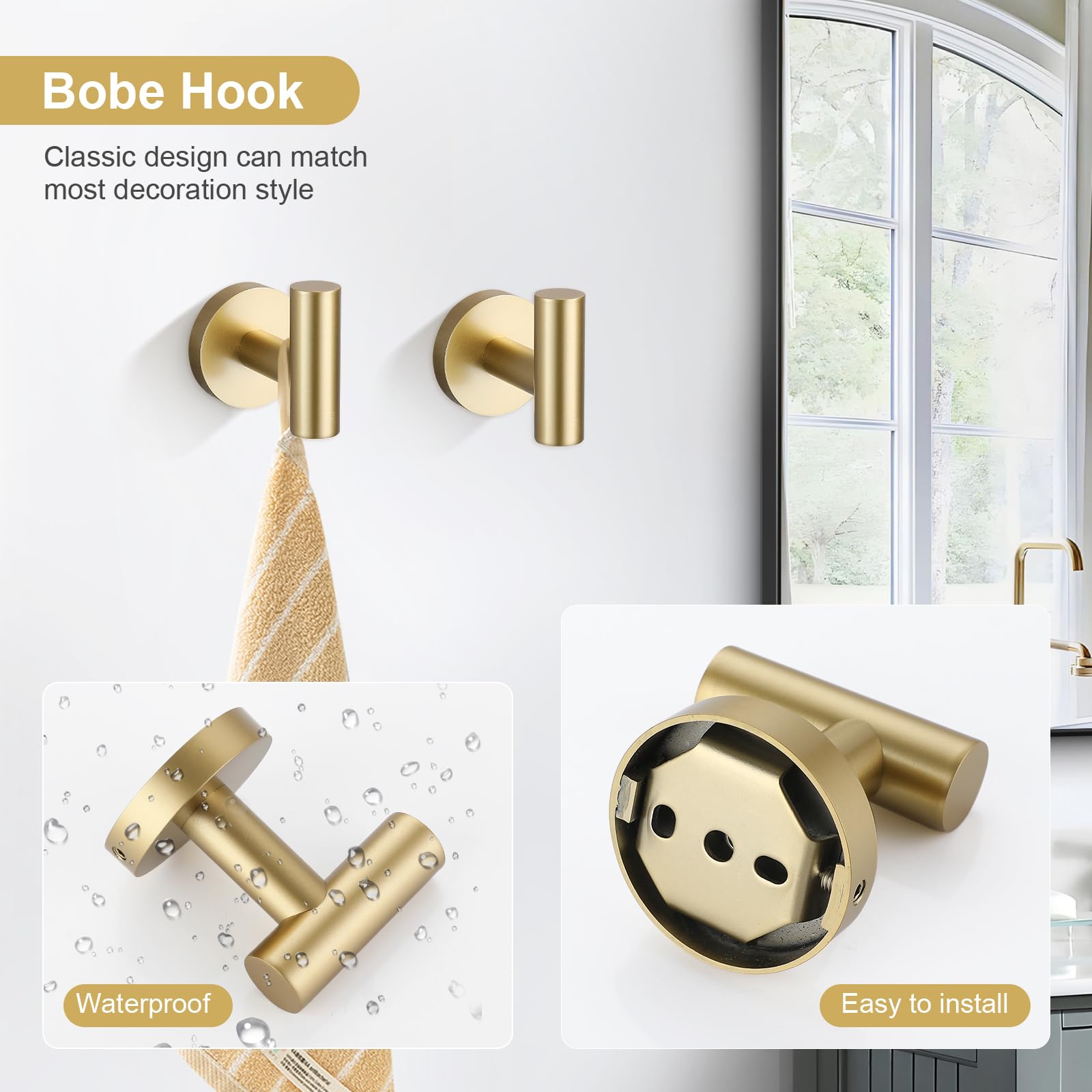 TQKAG brushed gold towel ring keeps towels neatly within reach