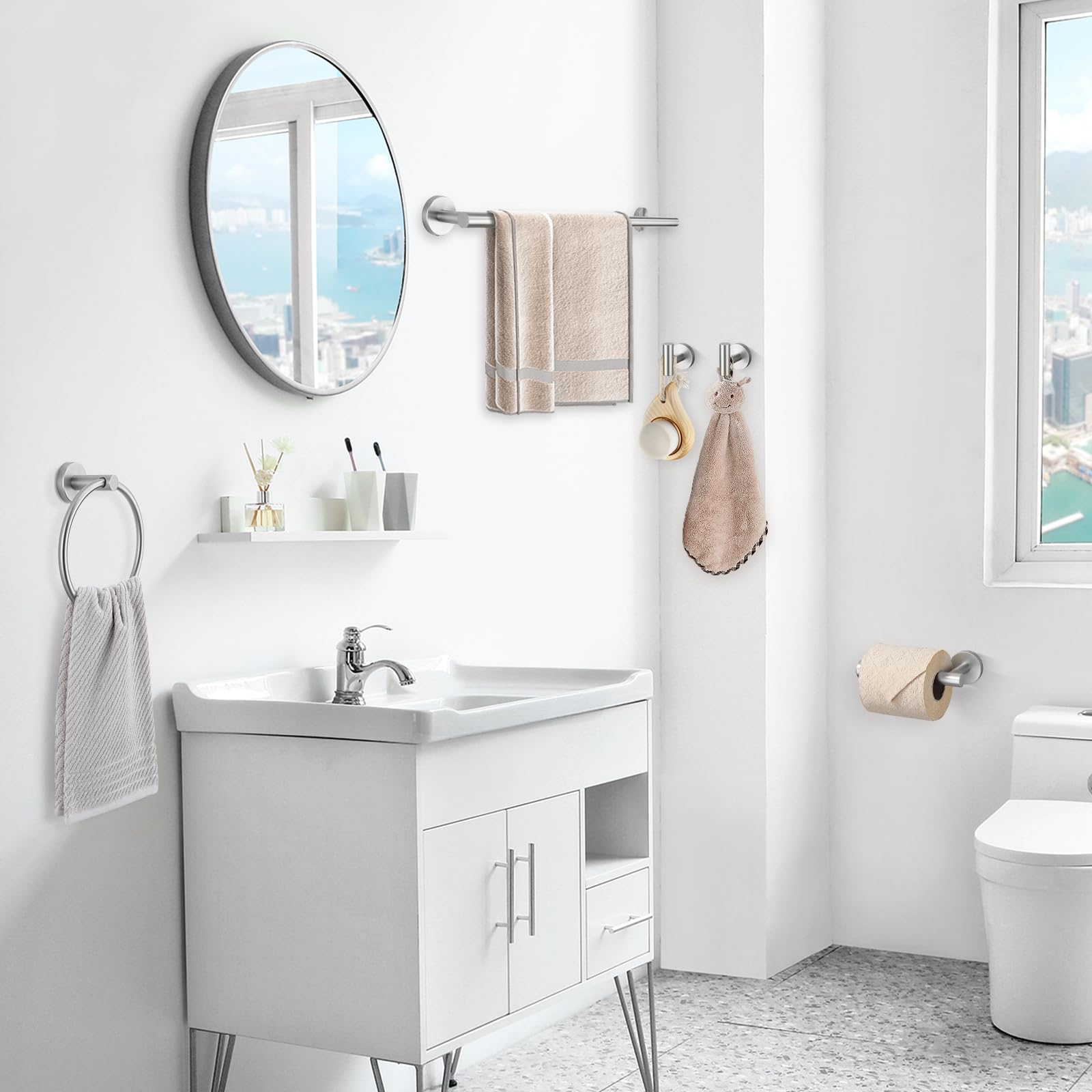TQKAG brushed-nickel finish close-up shows durable, rust-resistant coating.