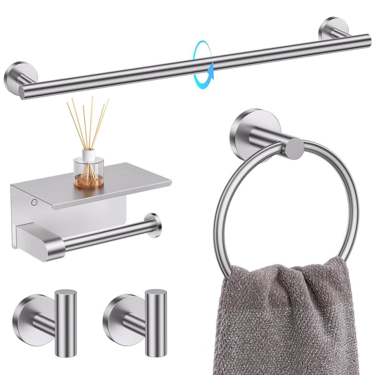 TQKAG brushed nickel towel bar for daily use