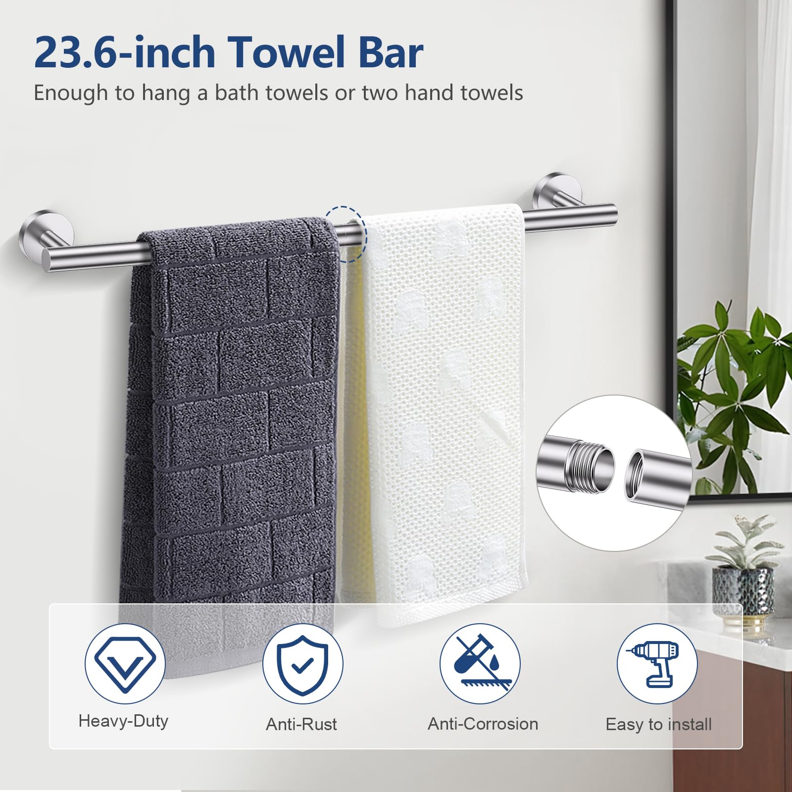 TQKAG brushed nickel towel ring for hand towels