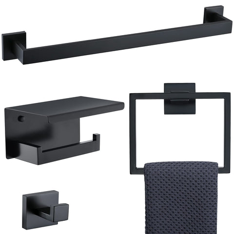 TQKAG matte black towel bar enhances bathroom organization and style.
