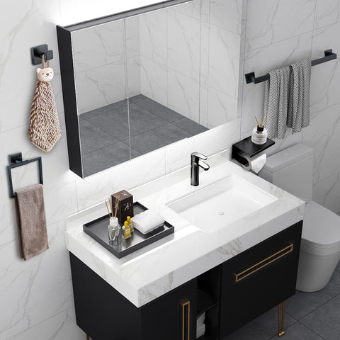 TQKAG wall mount brackets secure a sturdy bathroom display.