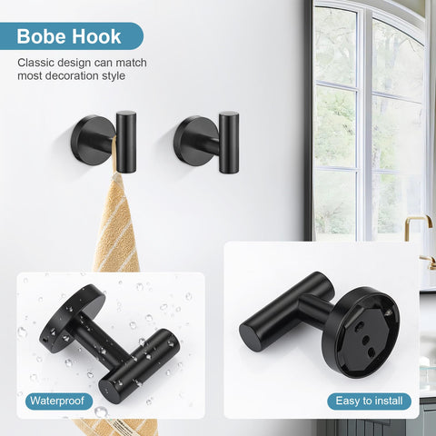 TQKAG matte black towel ring offers quick towel access with durability.