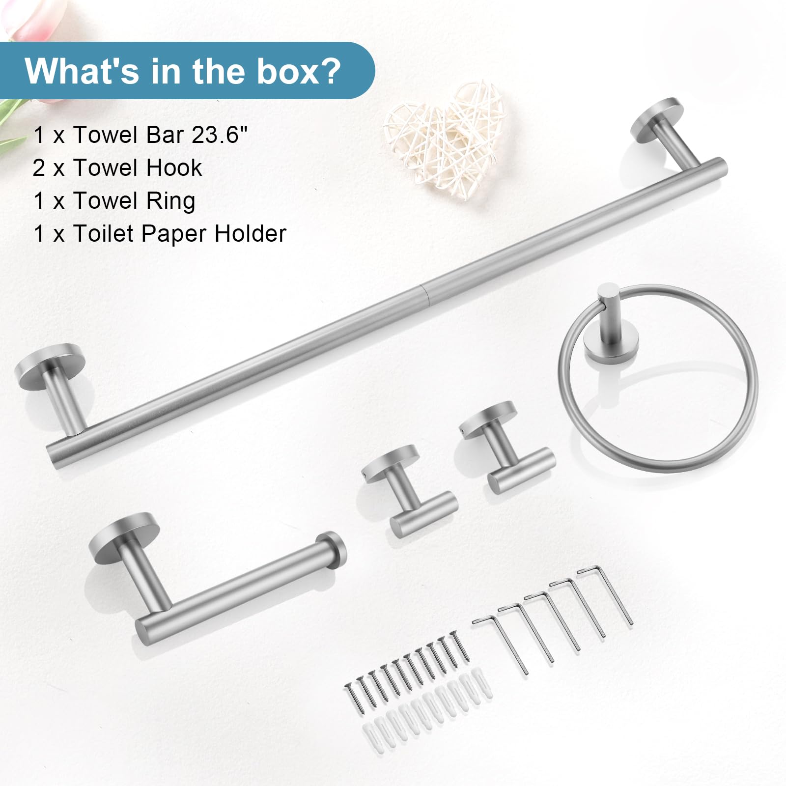 TQKAG modern bathroom accessories create a cohesive, tidy space.