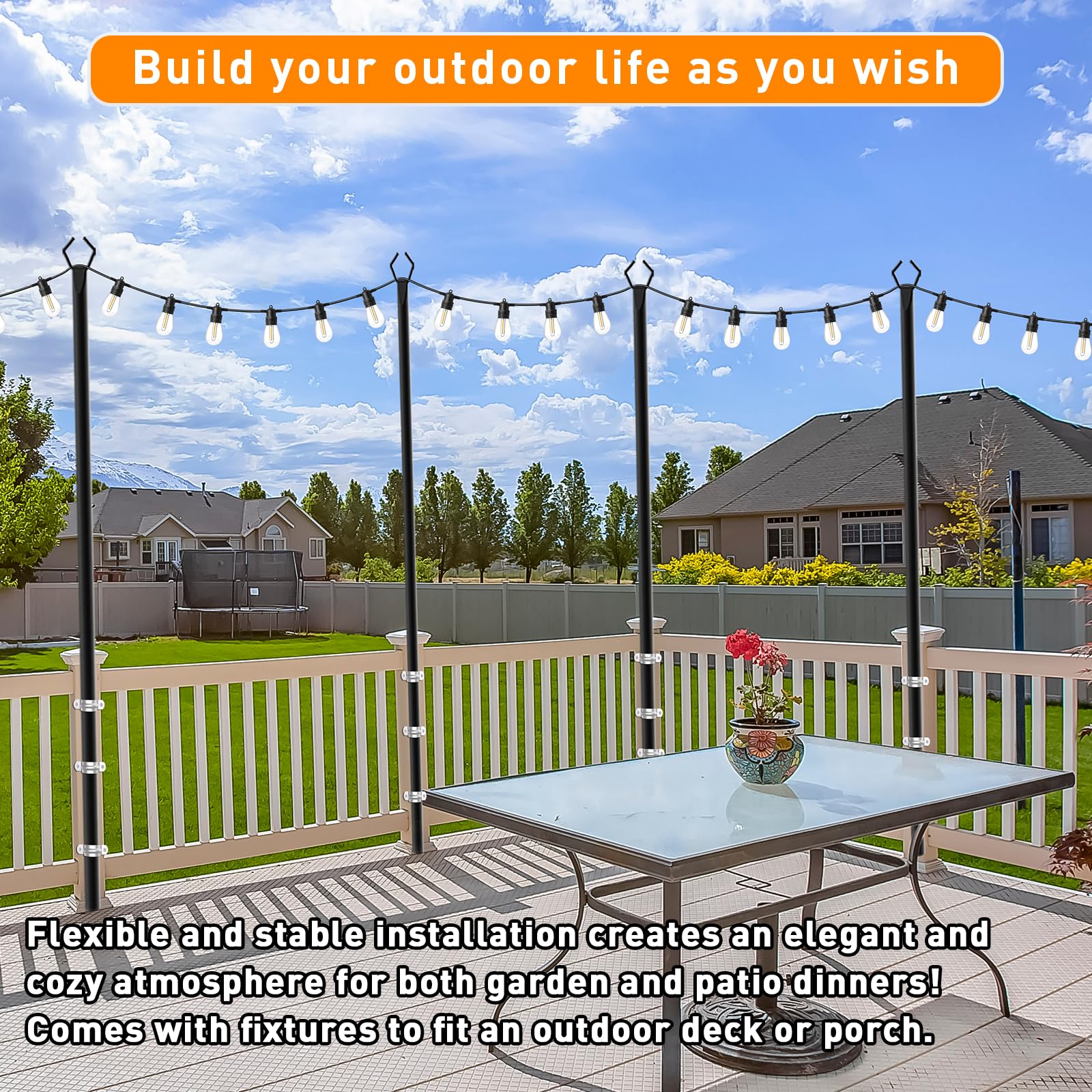 TQQVXX wedding decor poles create ambient lighting for outdoor venues.