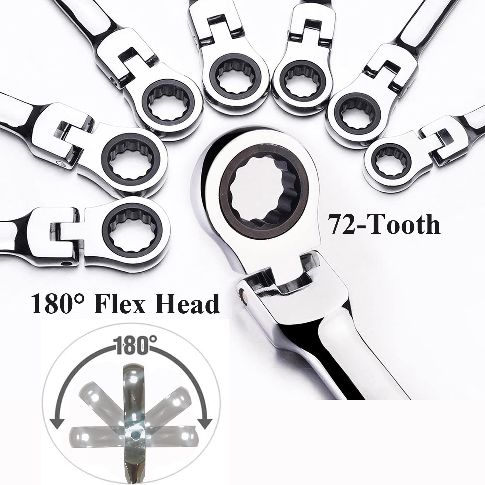 TR TOOLROCK chrome vanadium steel wrenches with a durable, corrosion-resistant finish