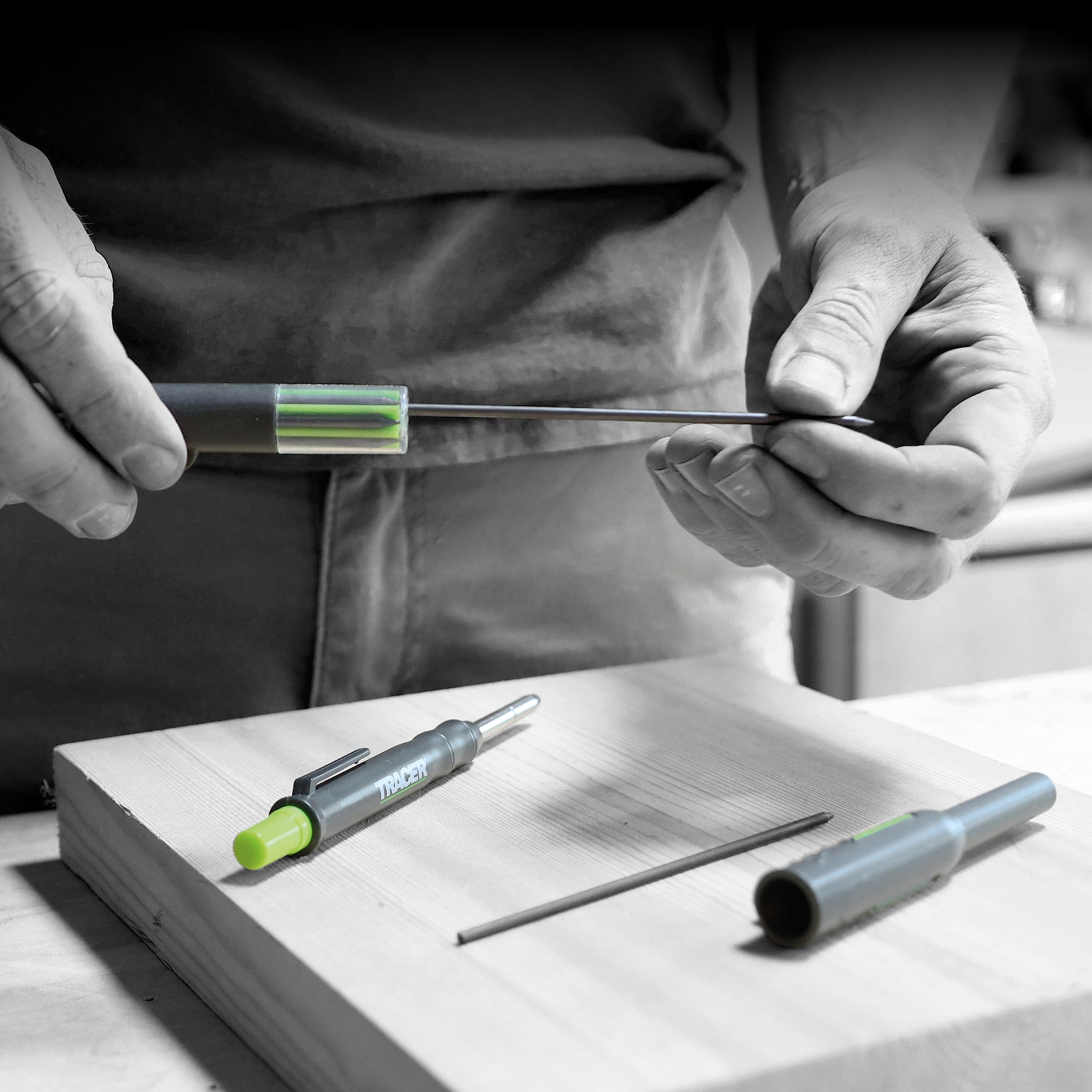 Tracer site holder keeps the pencil accessible on site for quick marking