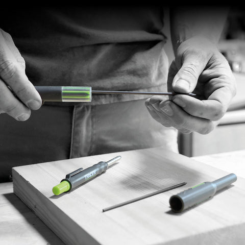 Tracer site holder keeps the pencil accessible on site for quick marking