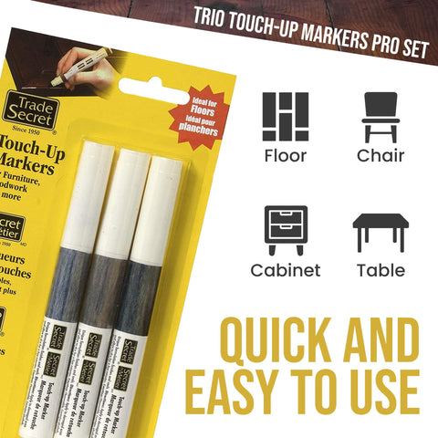 Trade Secret touch-up markers cover nicks and scratches with quick, blend-friendly results.