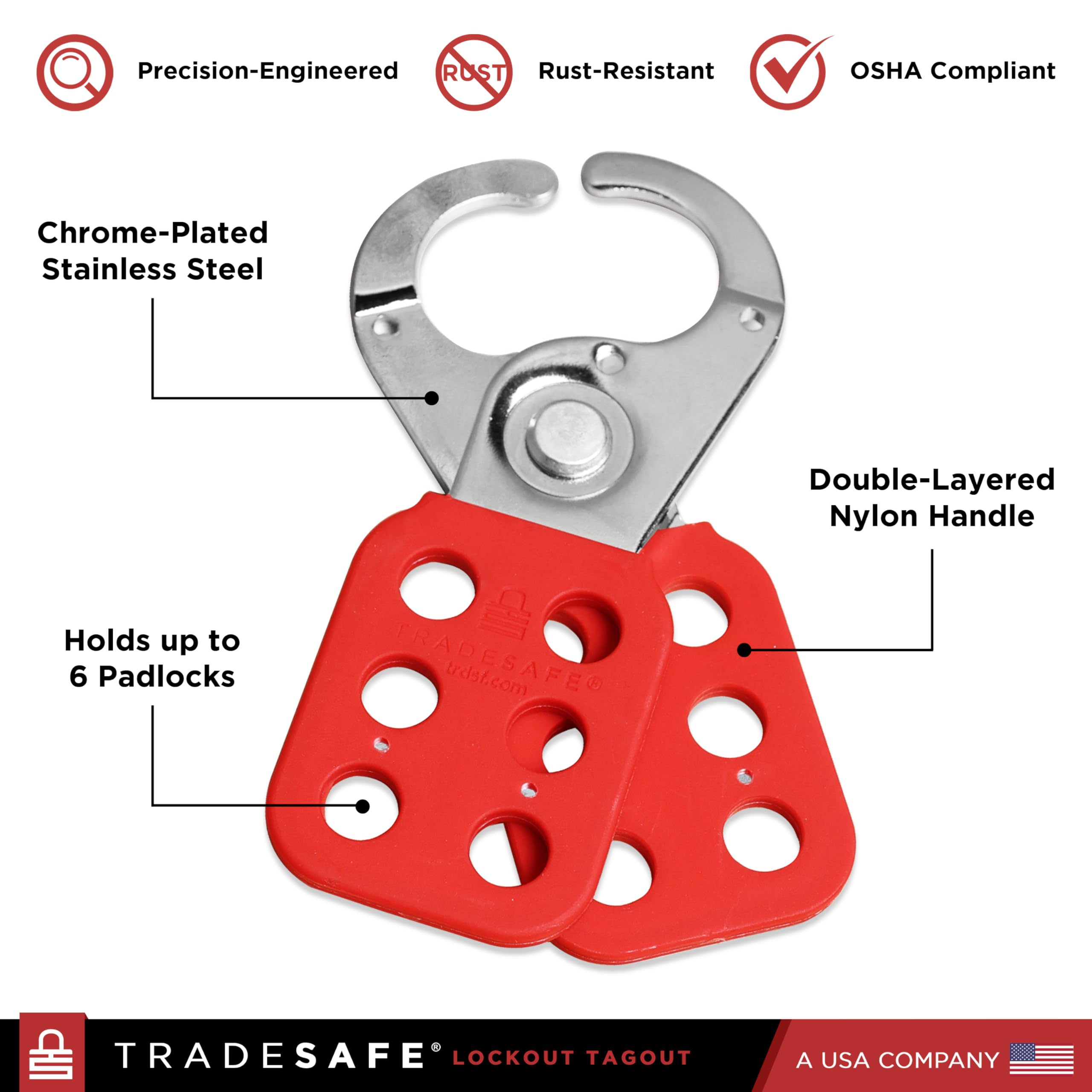TRADESAFE 1-inch jaw diameter suitable for standard padlock compatibility.