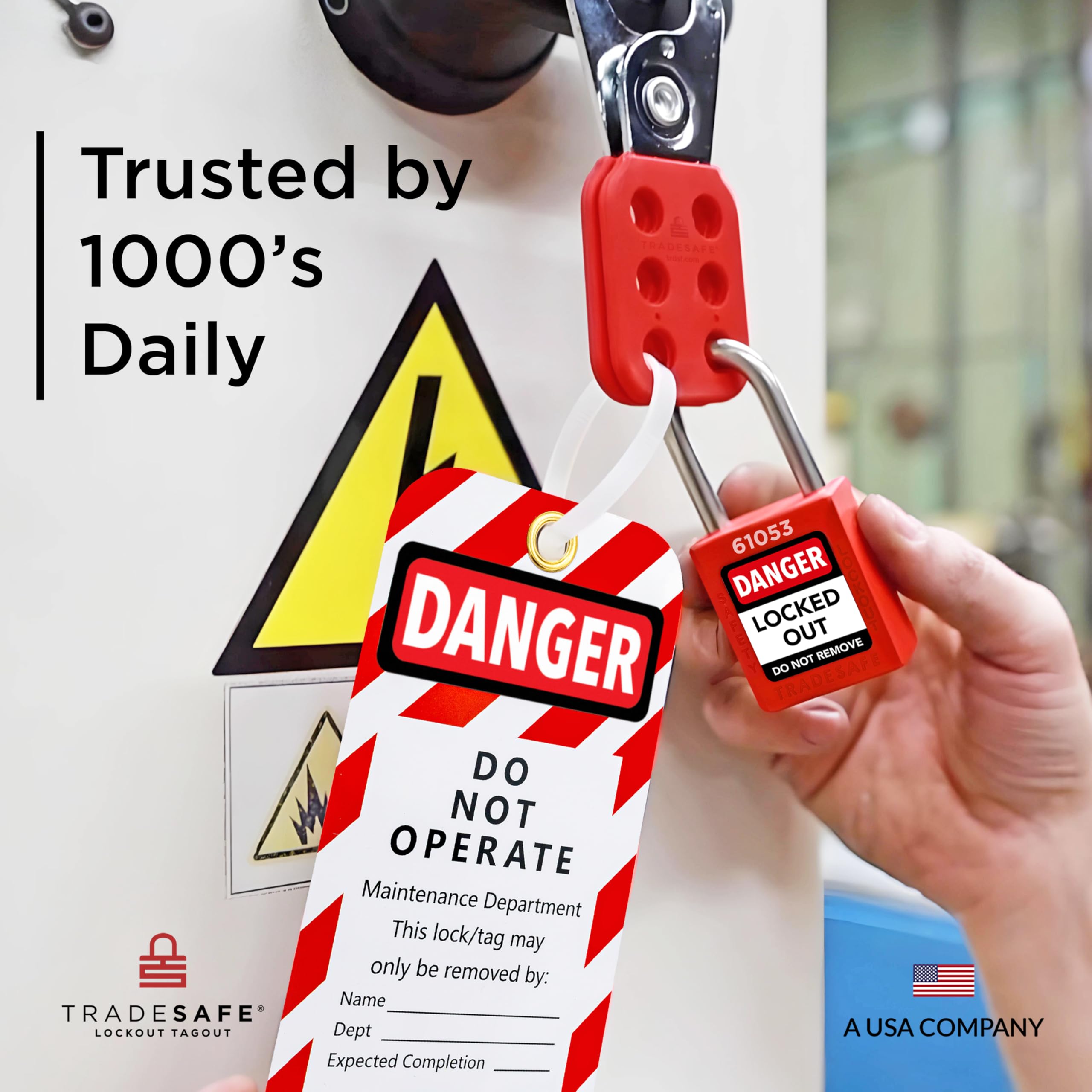 TRADESAFE OSHA-compliant hasp supports compliant safety programs.