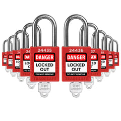 TRADESAFE lockout set ten red LOTO locks for clear safety tagging.