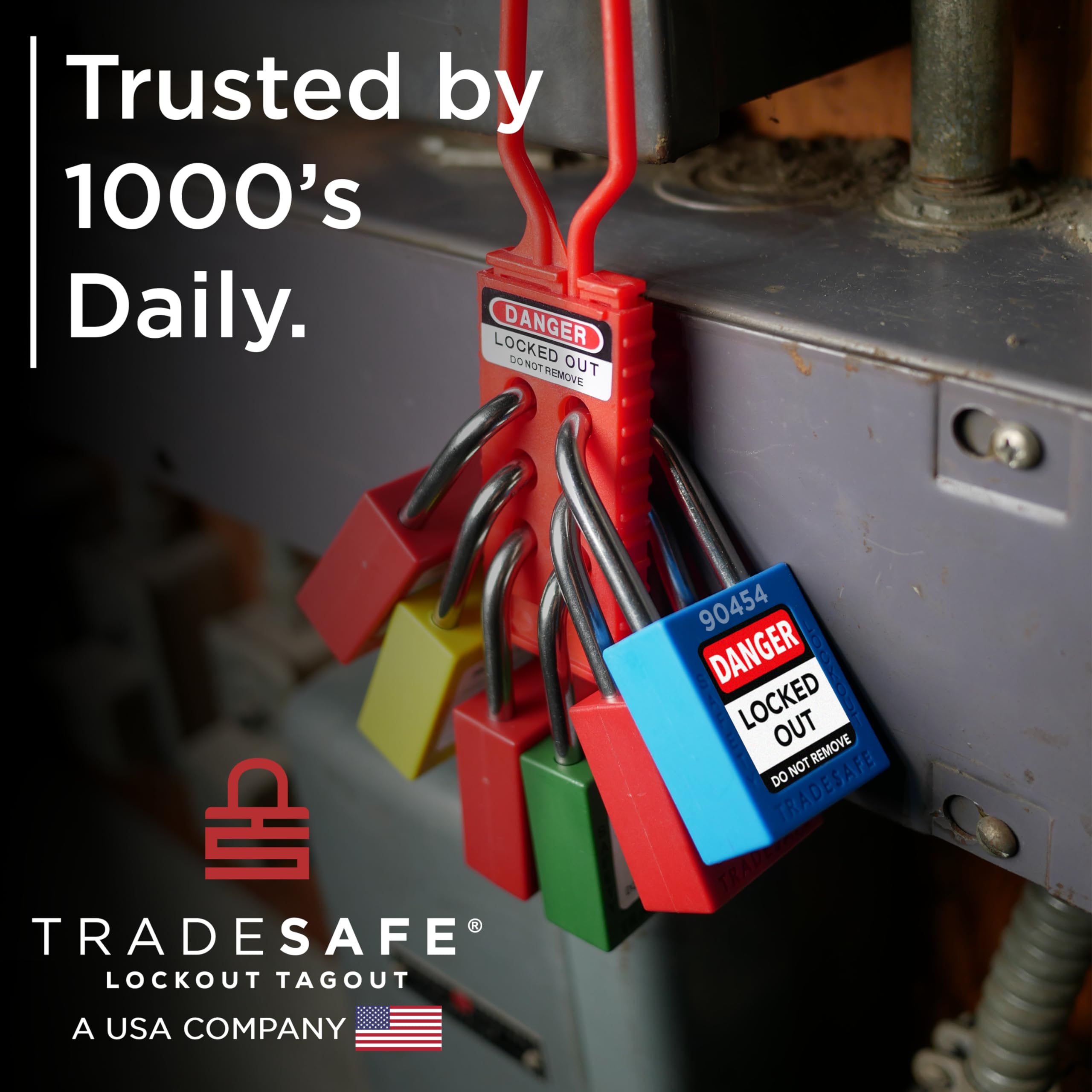 TRADESAFE color-matched padlock bodies and bows simplify inventory and training