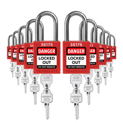 TRADESAFE LOTO locks red 10-pack for quick, compliant lockout workflows