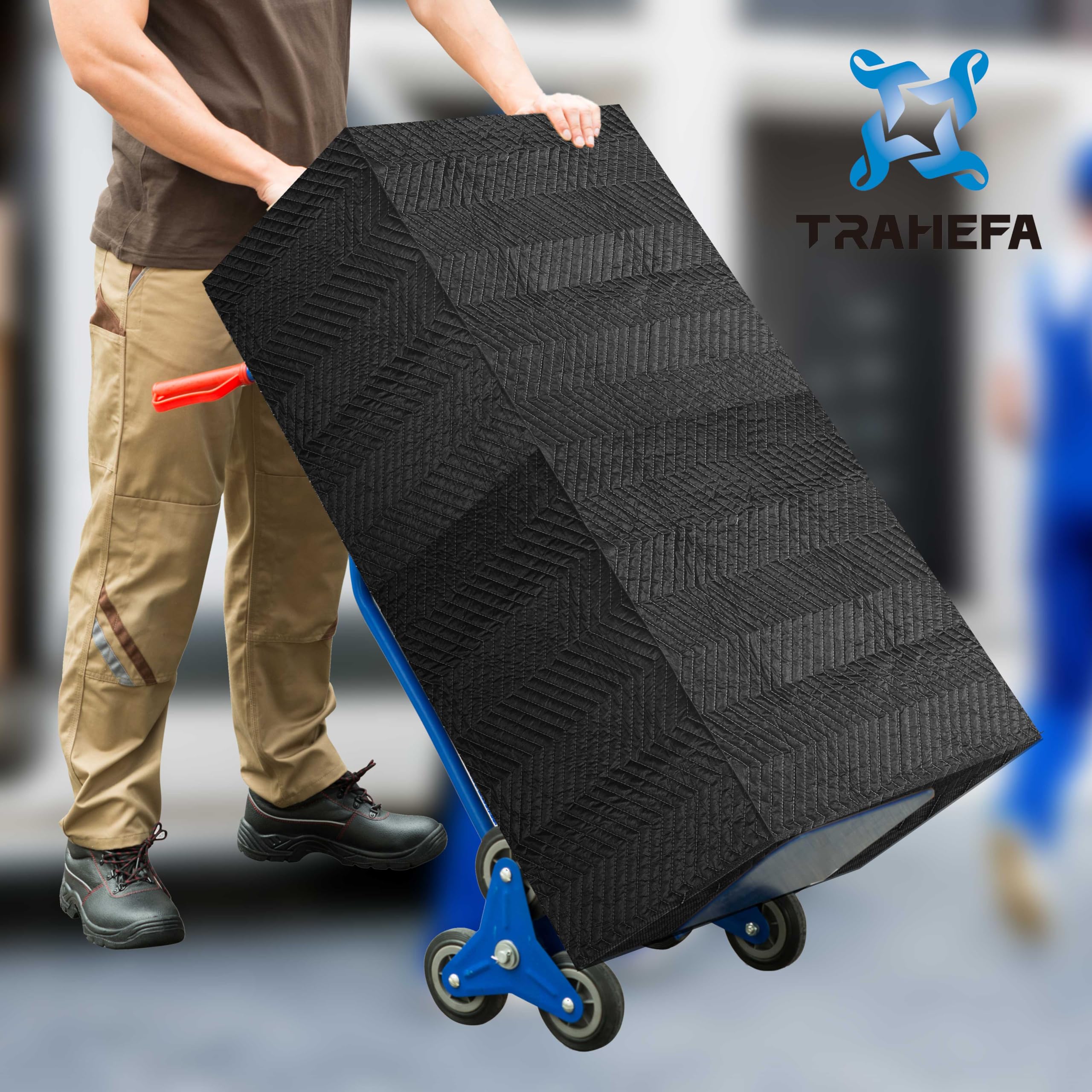 Trahefa moving blanket durable-stitching provides tear resistance for furniture