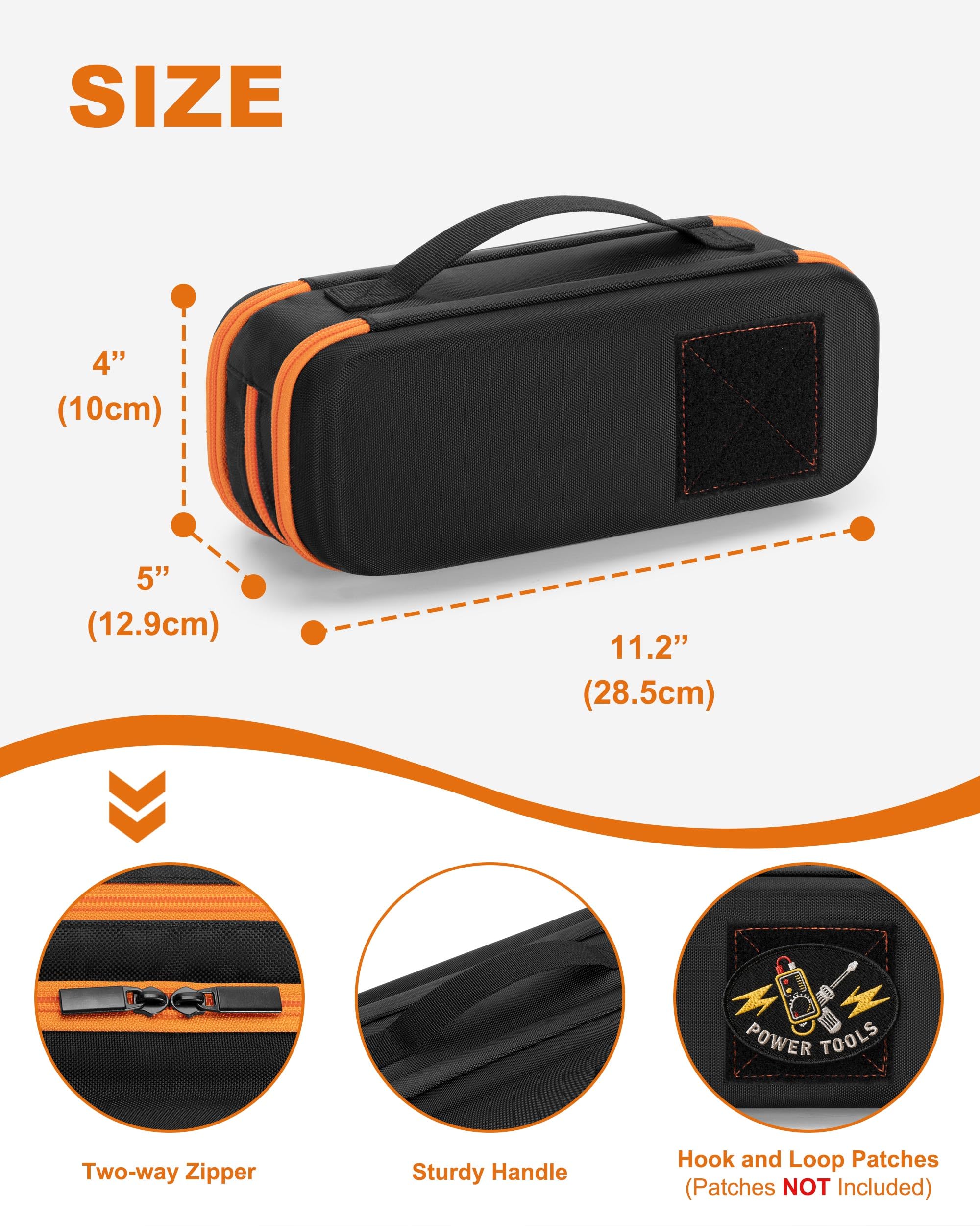 Trahzia center zipper compartment adds secure extra storage for testers.