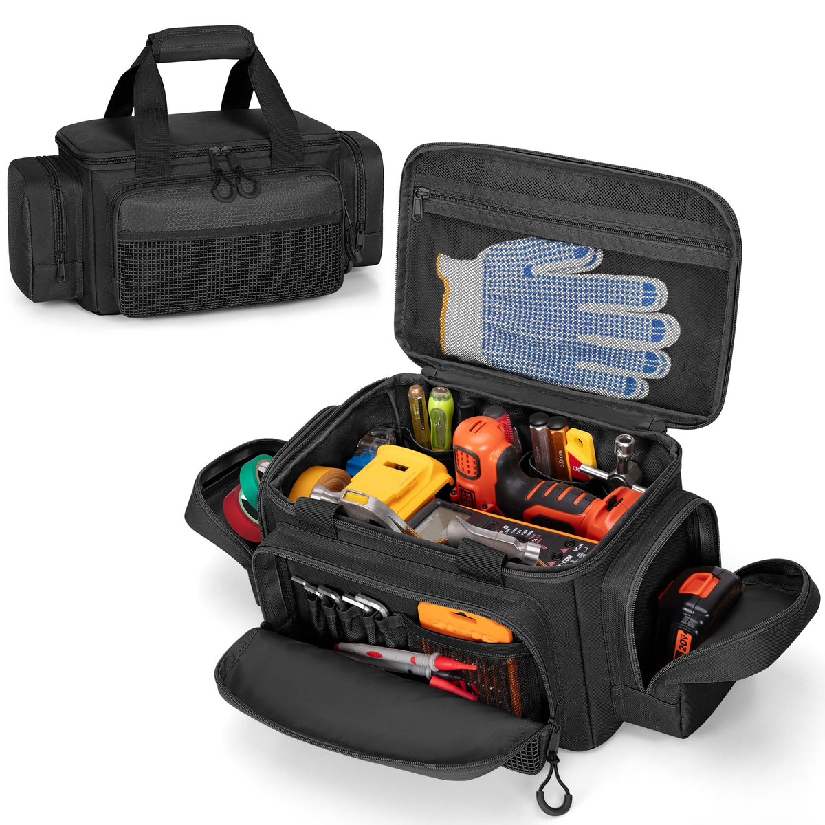 Trahzia small tool bag anti-friction bottom stabilizes tools on surfaces