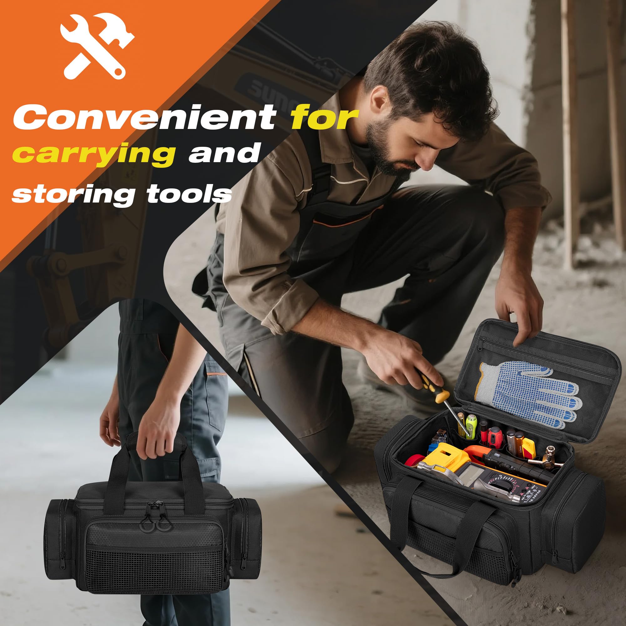 Trahzia small tool bag side pockets offer quick-access essentials