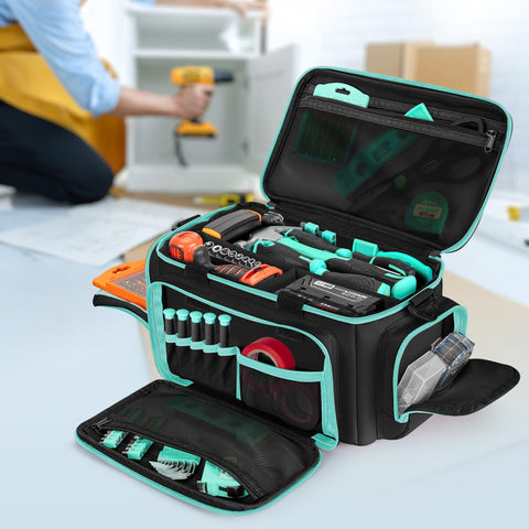 Trahzia patchwork design adds workplace style to the tote bag.