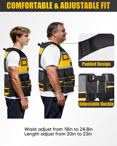Trahzia tool vest magnet area for quick accessory placement.