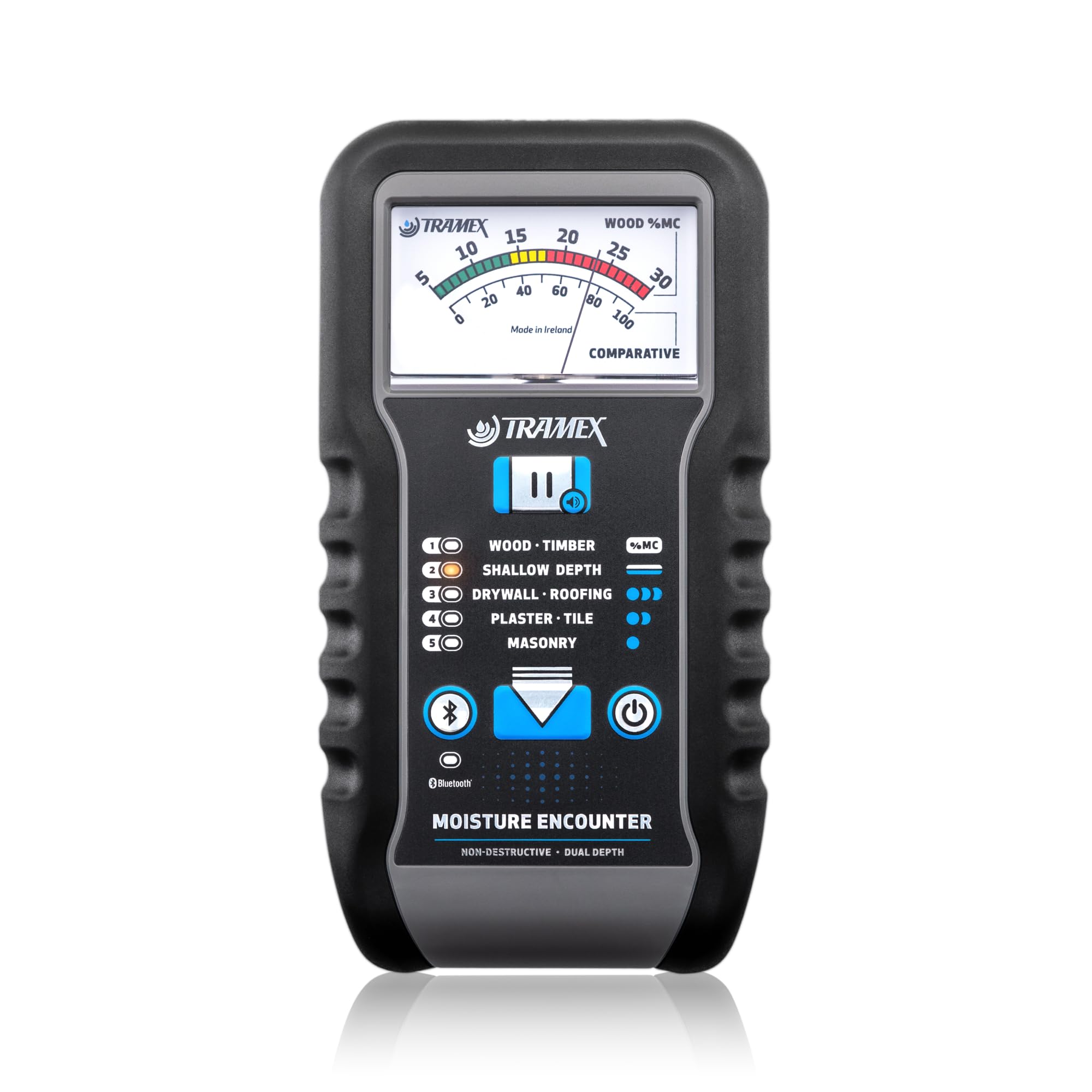Tramex Moisture Encounter ME5 front view showing non-destructive testing capability