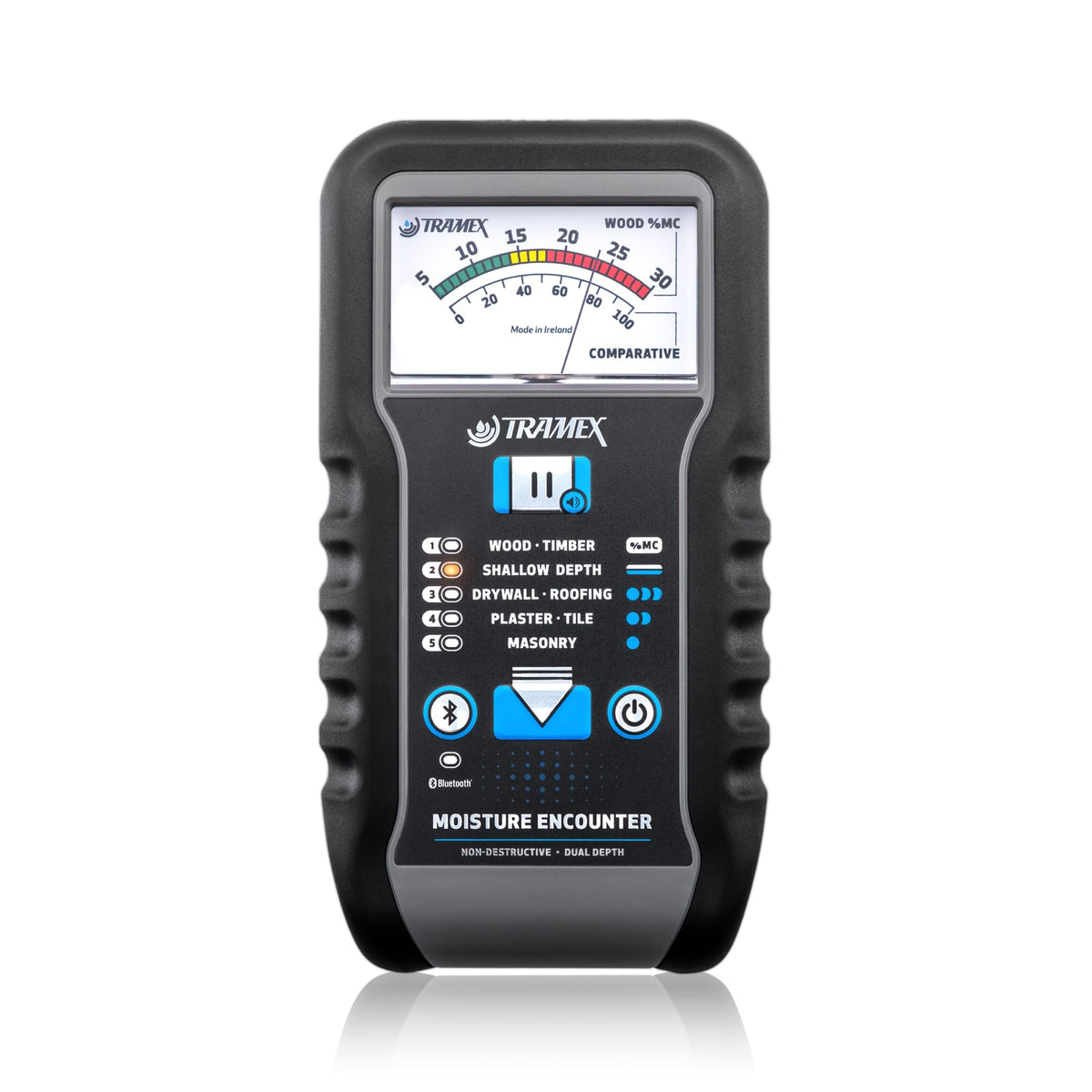 Tramex Moisture Encounter ME5 front view showing non-destructive testing capability