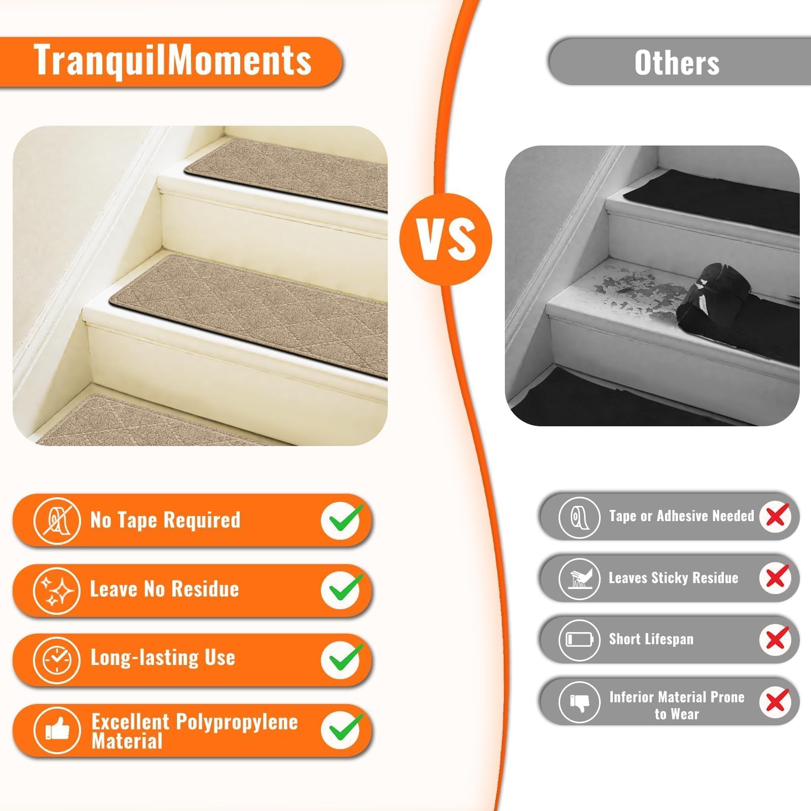 TranquilMoments stair treads cut for irregular stairs without fraying