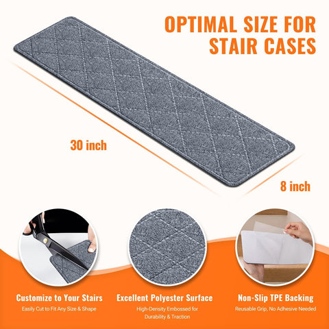 TranquilMoments noise-dampening grey treads reduce stair echo at home.
