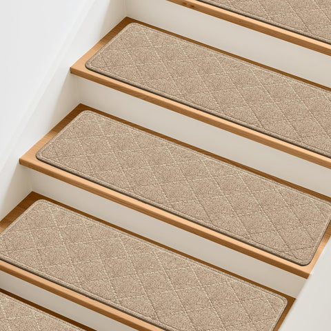 TranquilMoments stair treads non-slip 8x30 beige for safer wooden stairs