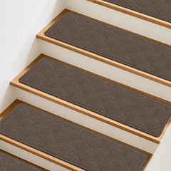 TranquilMoments stair treads with non-slip backing for secure footing on wooden stairs.