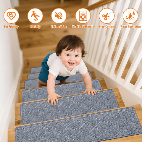 TranquilMoments TPE-backed treads provide stable grip on various stair surfaces.